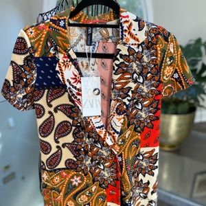 ZARA Abstract Paisley Button Up Dress